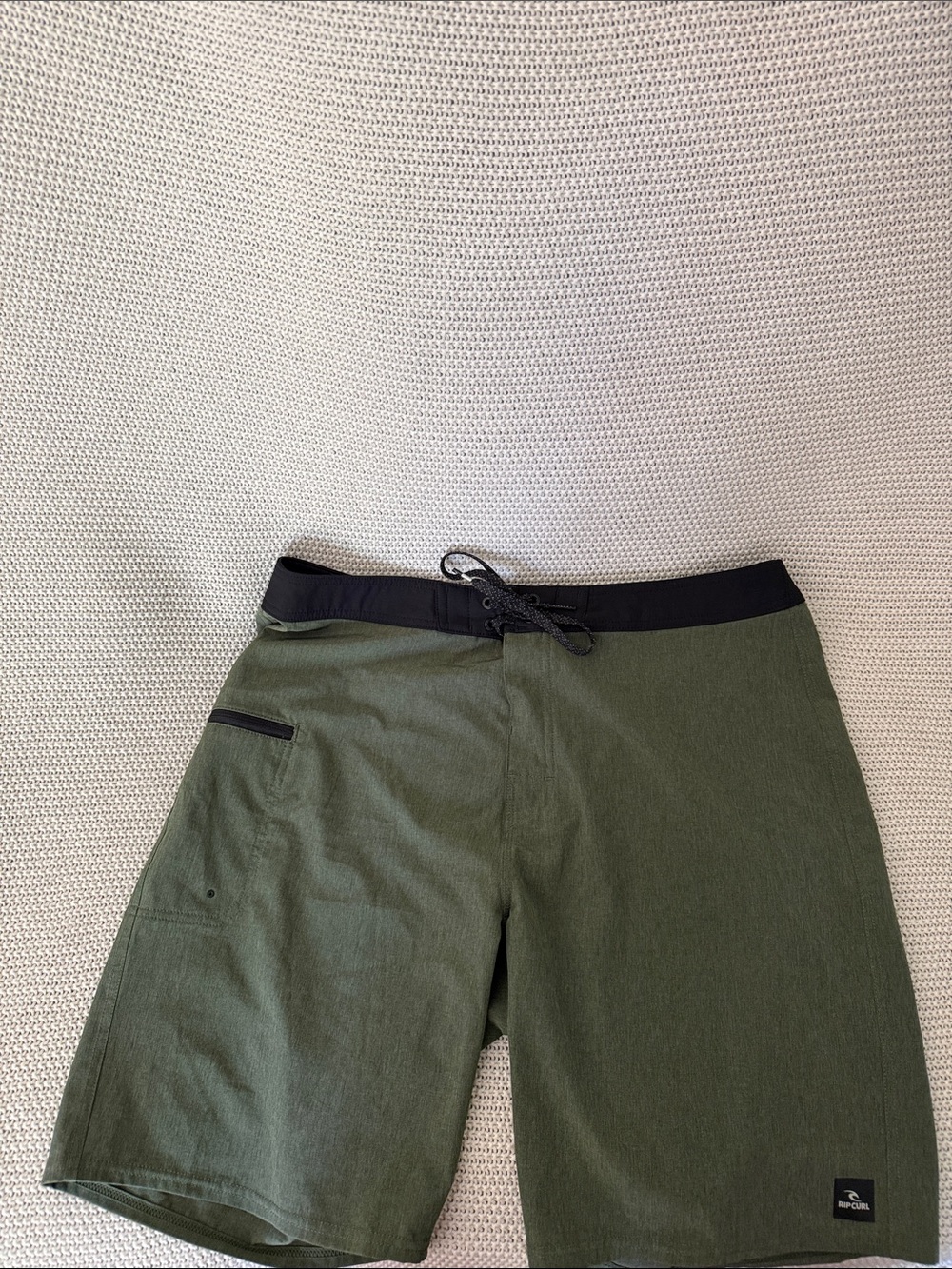 Rip Curl Men's Olive Green Swim Shorts with Black Waistband